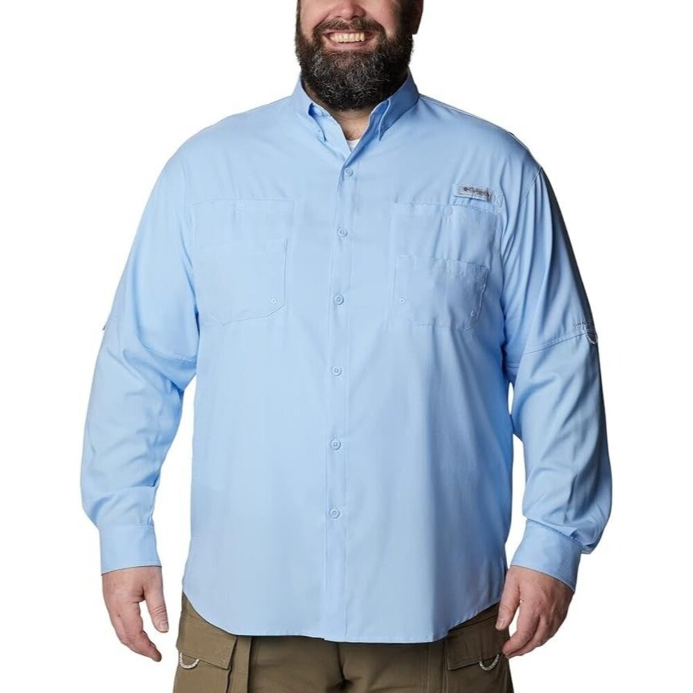 Columbia Mens PFG Tamiami Long Sleeve Fishing Shirt, Sail, XXL
